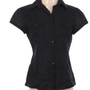 Michael Kors Short Sleeve ButtonDown Black Shirt S